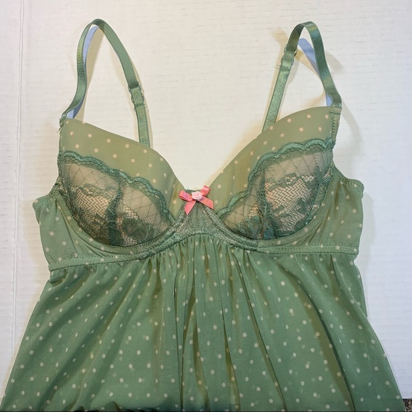 Small La Senza green polka Dot babydoll - Picture 4 of 9